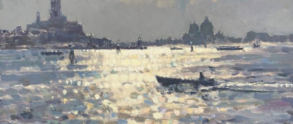 9 Evening Light On The Lagoon Venice 80 X 80 Cm Acrylic On Canvas